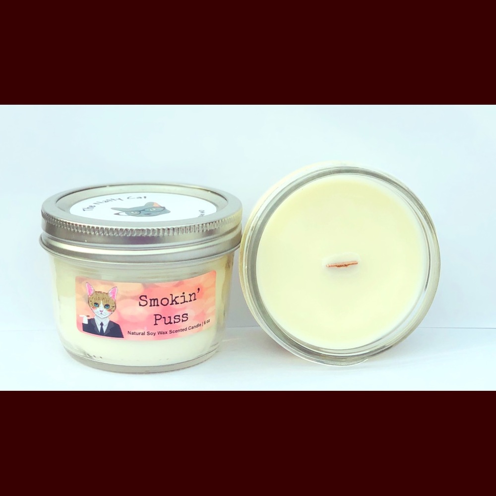 Smokin Puss Natural Soy Scented Candle-Cat themed